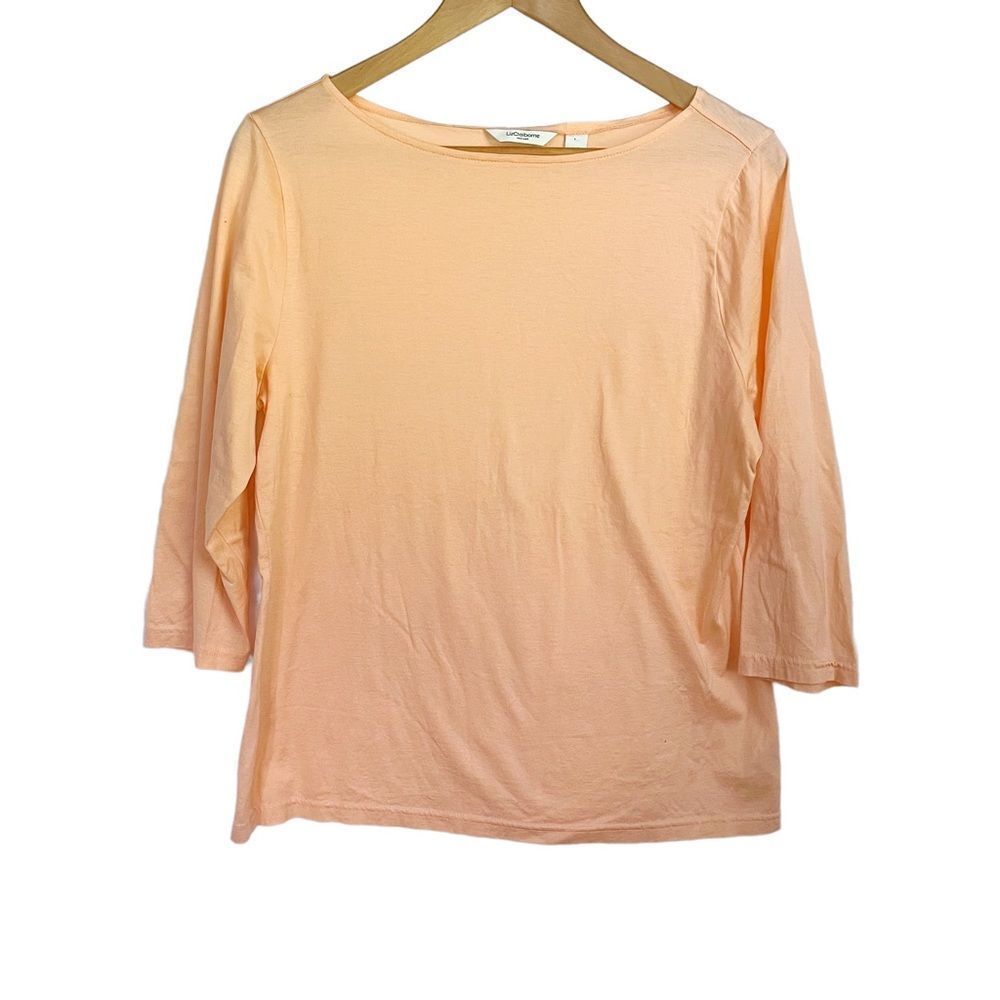 Liz Clairborne 3/4  Sleeve Peach Size L Boat Neck Softgirl